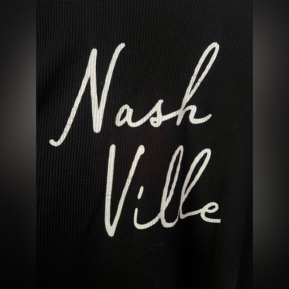 Spirit Jersey Nashville Waffle Knit Oversized Dolman Top Black Long Sleeve L - Picture 2 of 6